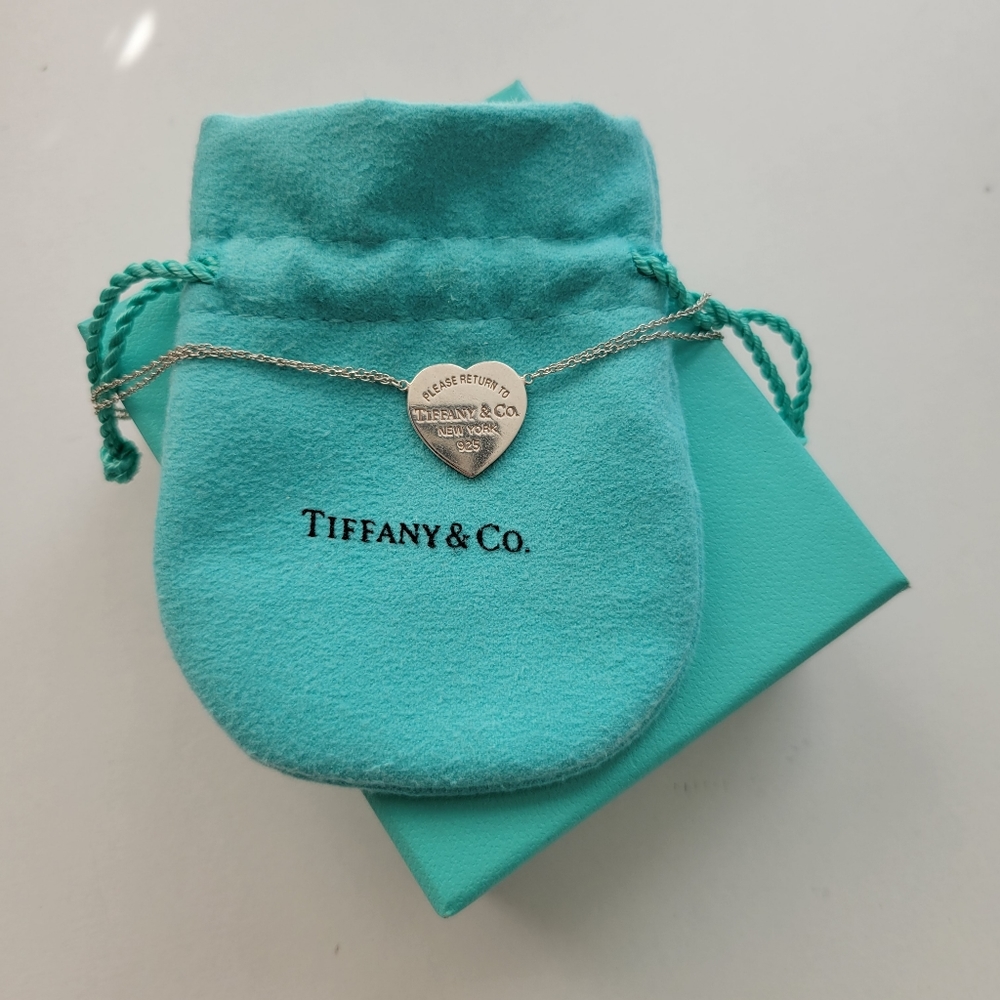 Return to Tiffany Silver Double Chain Heart Necklace 925
